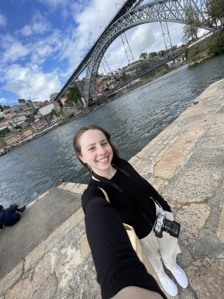 Female Solo traveler selfie in Porto, Portugal