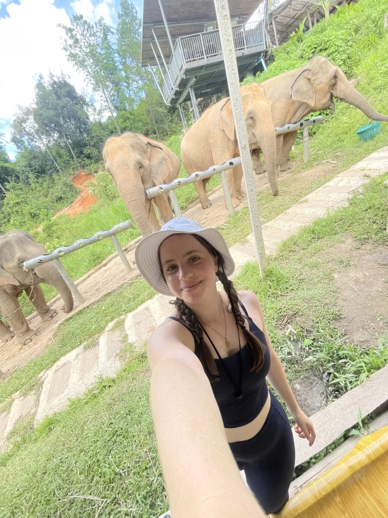 selfie with elephants in thailand | ethical Elephant sanctuary in thailand | things to do in chiang mai thailand